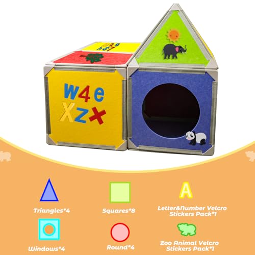 Magnetic Fort Building Panels 16PCS Creative Construction Toy Set for Kids