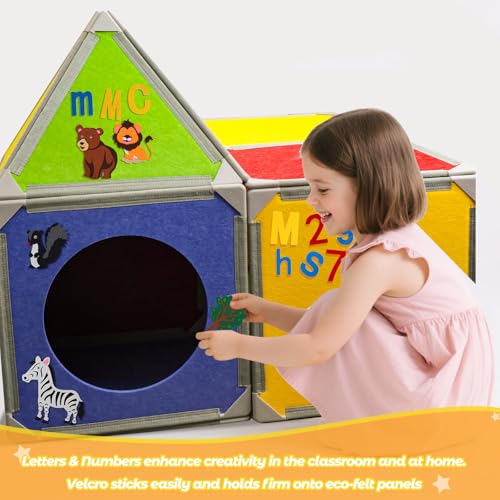 Magnetic Fort Building Panels 16PCS Creative Construction Toy Set for Kids