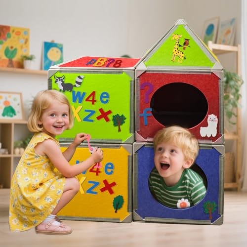 Magnetic Fort Building Panels 16PCS Creative Construction Toy Set for Kids