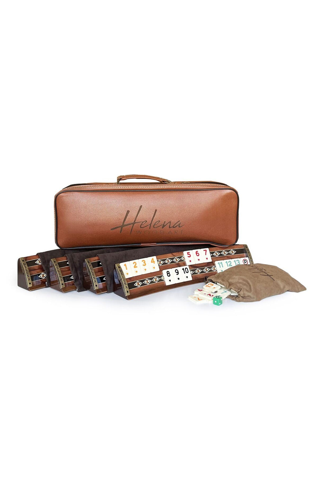 Oval Rose Mosaic Okey Game Set - Premium Turkish Board Game with Floral Inlay Work