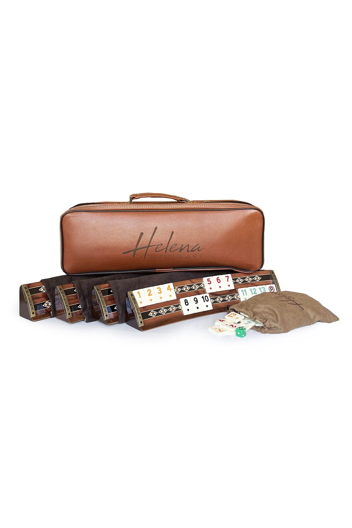 Oval Rose Mosaic Okey Game Set - Premium Turkish Board Game with Floral Inlay Work