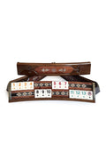 Oval Rose Mosaic Okey Game Set - Premium Turkish Board Game with Floral Inlay Work