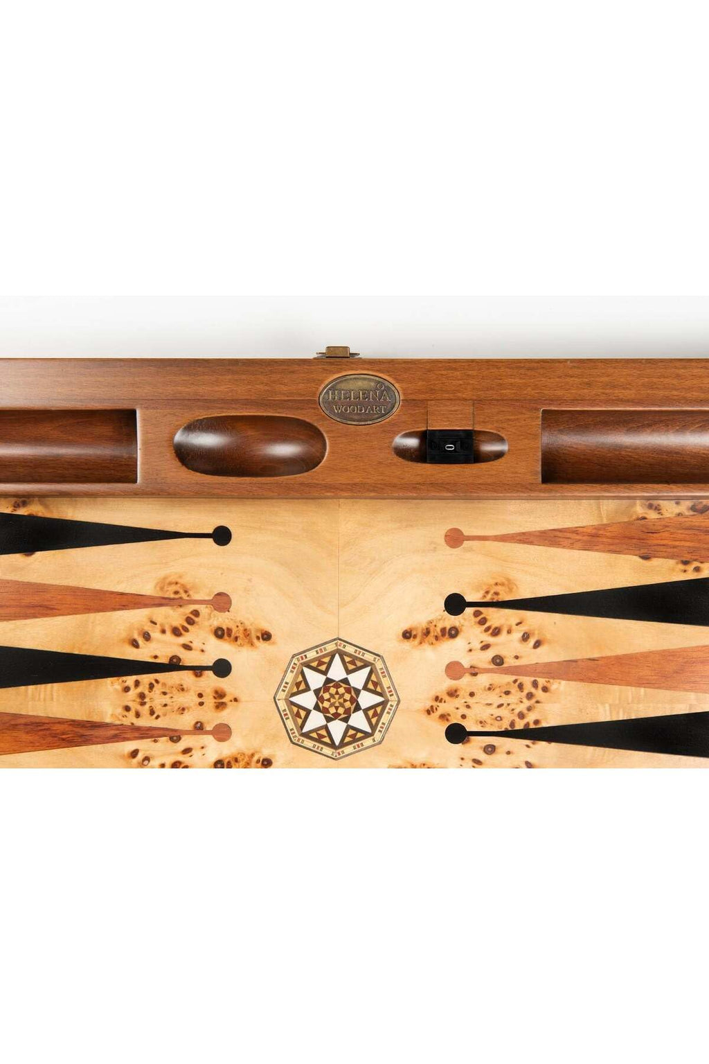 Solid Wood Backgammon Board Game Set Mosaic Inlay with Pieces & Travel Bag