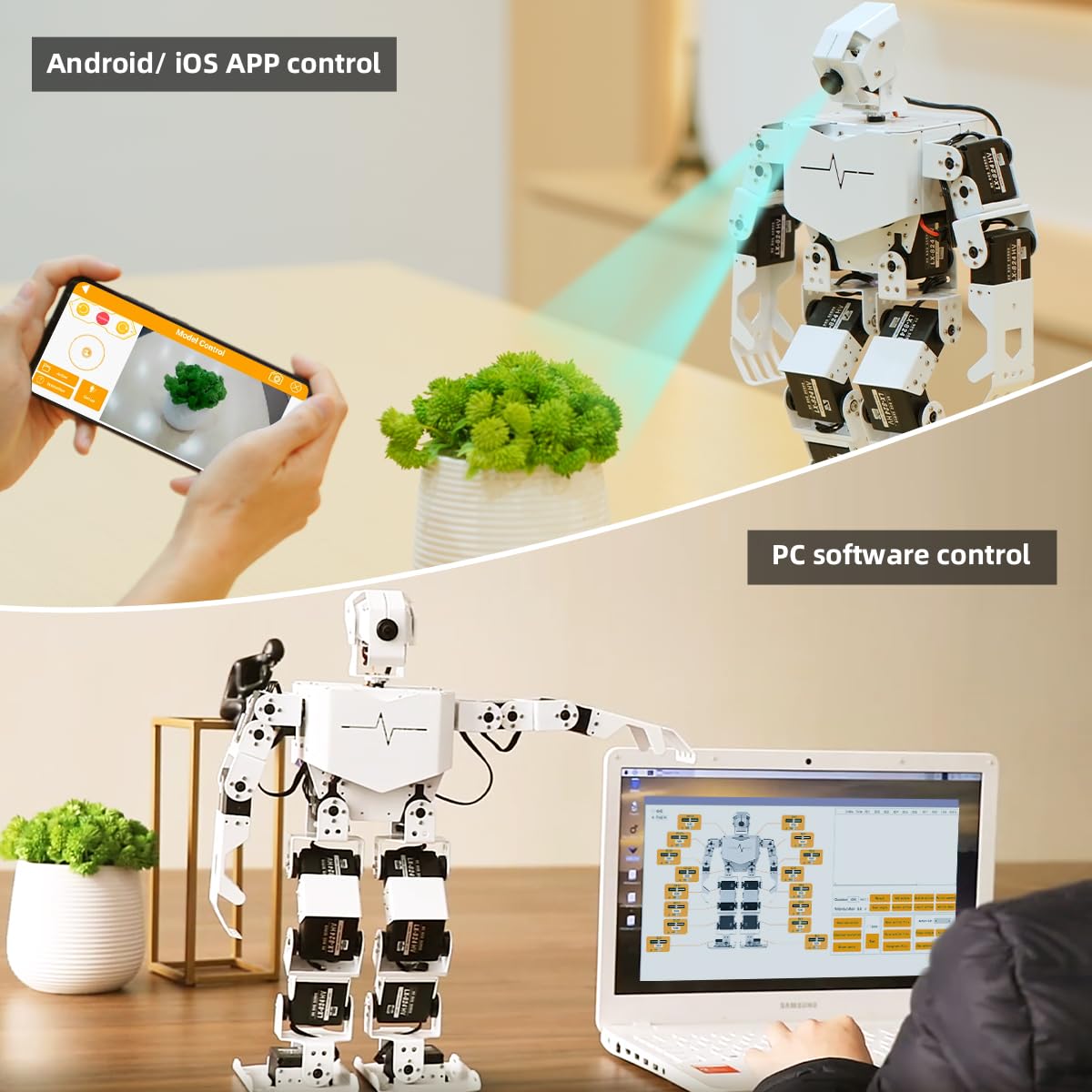HIWONDER Humanoid Robot with ChatGPT Multimodal AI Models AI Embodied Intelligent Vision Scene Voice Understanding 20DOF Educational Robotic Kit Python Programming, TonyPi