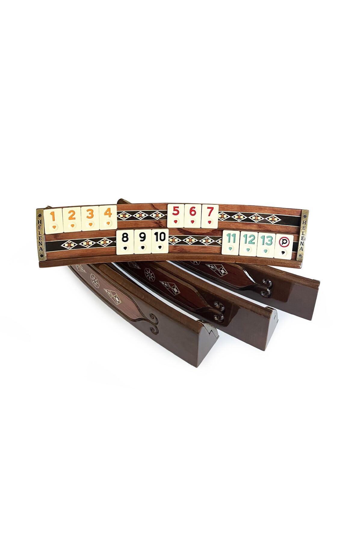 Oval Rose Mosaic Okey Game Set - Premium Turkish Board Game with Floral Inlay Work