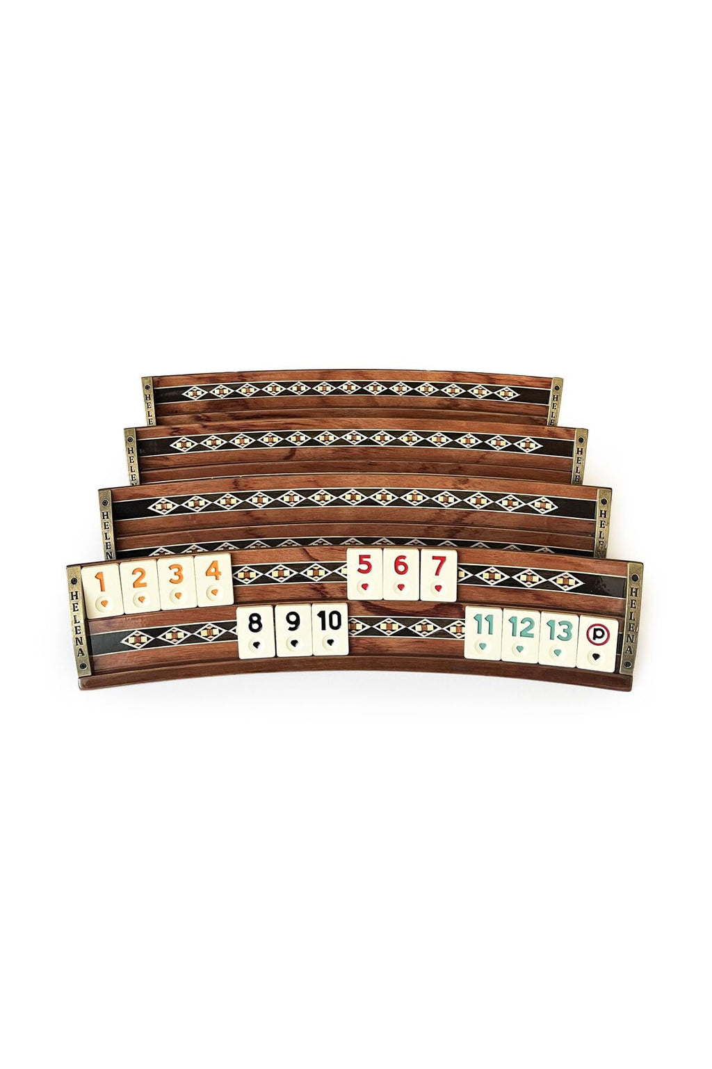 Oval Rose Mosaic Okey Game Set - Premium Turkish Board Game with Floral Inlay Work