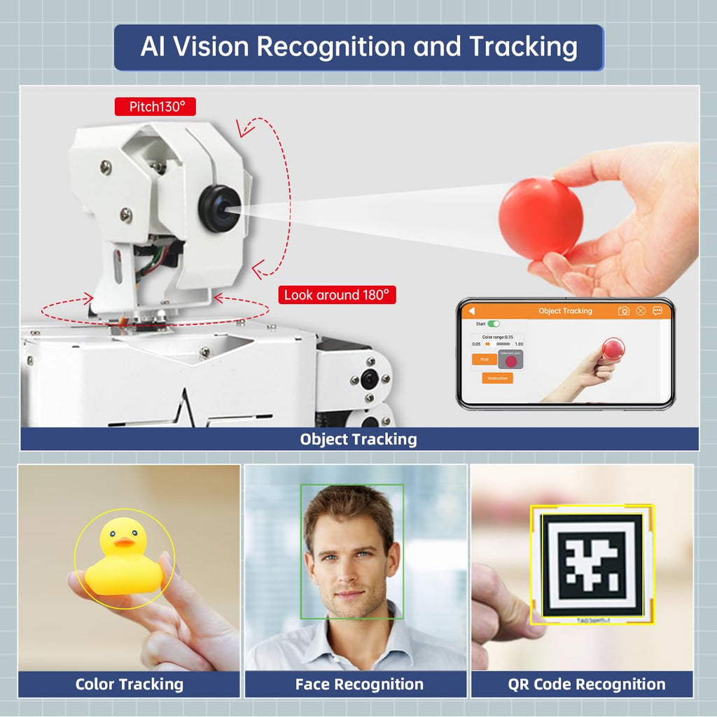 HIWONDER Humanoid Robot with ChatGPT Multimodal AI Models AI Embodied Intelligent Vision Scene Voice Understanding 20DOF Educational Robotic Kit Python Programming, TonyPi