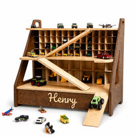 Personalized Wooden Toy Car Garage Organizer