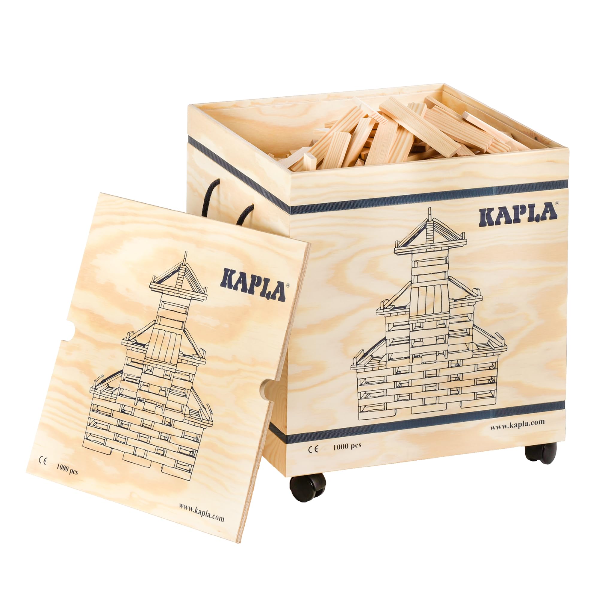 KAPLA Wooden Construction Set - 1000 Building Planks in a Chest