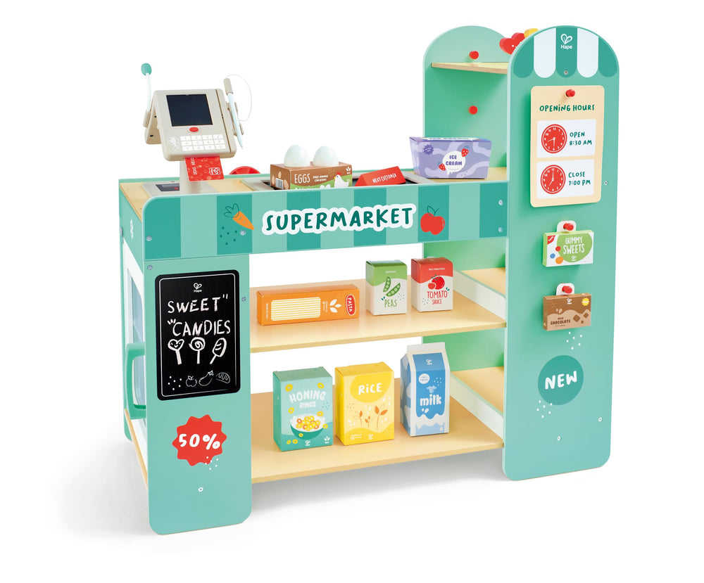 3-in-1 Wooden Supermarket Play Center