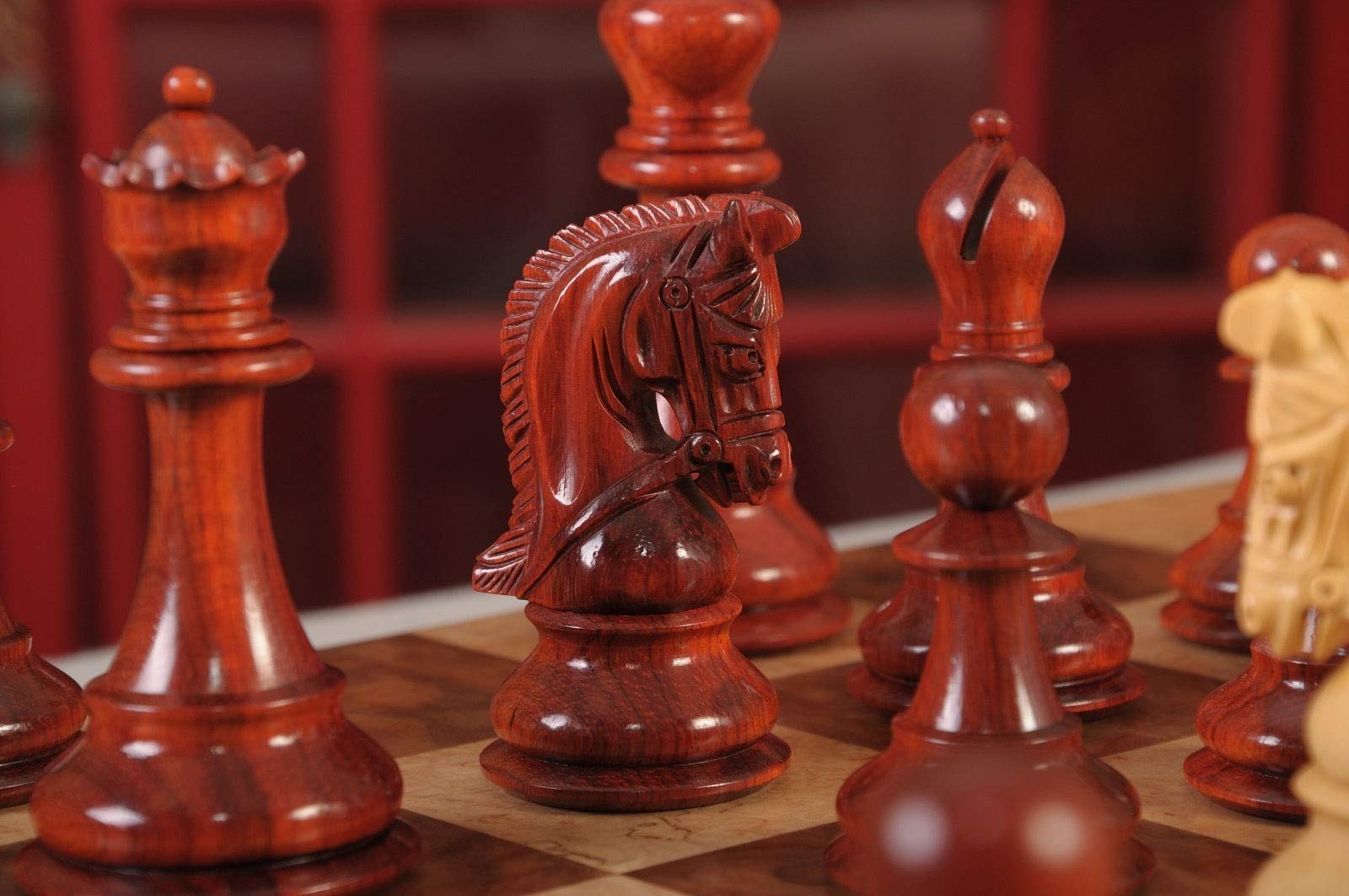 Luxury Chess Set Pieces 4.4" King Blood Rosewood Collection