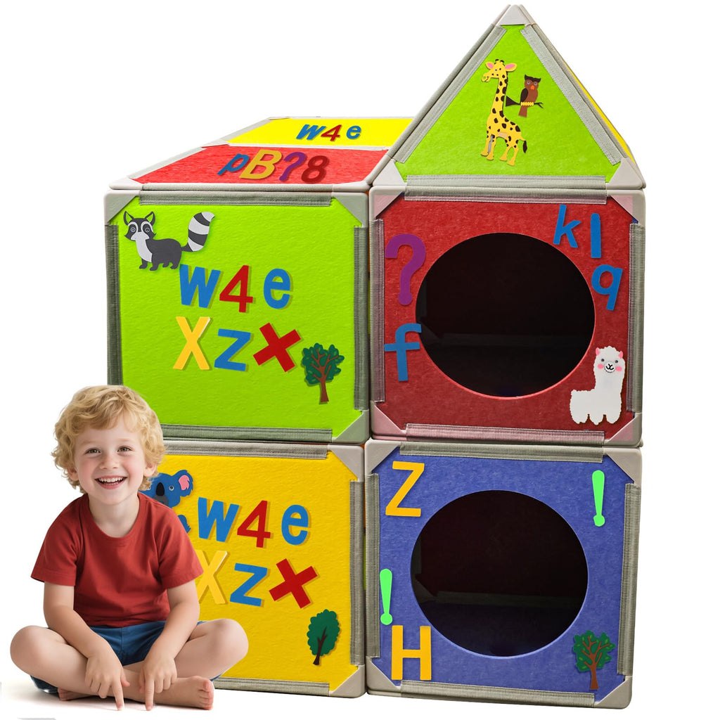 Magnetic Fort Building Panels 16PCS Creative Construction Toy Set for Kids