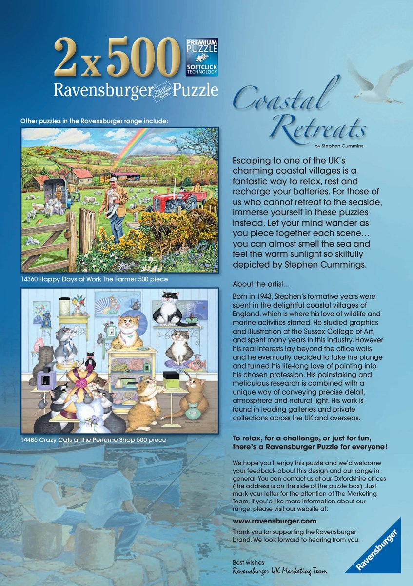 Ravensburger Coastal Retreats 2X 500pc Jigsaw Puzzle