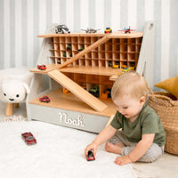 Personalized Wooden Toy Car Garage Organizer