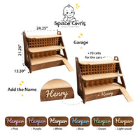 Personalized Wooden Toy Car Garage Organizer