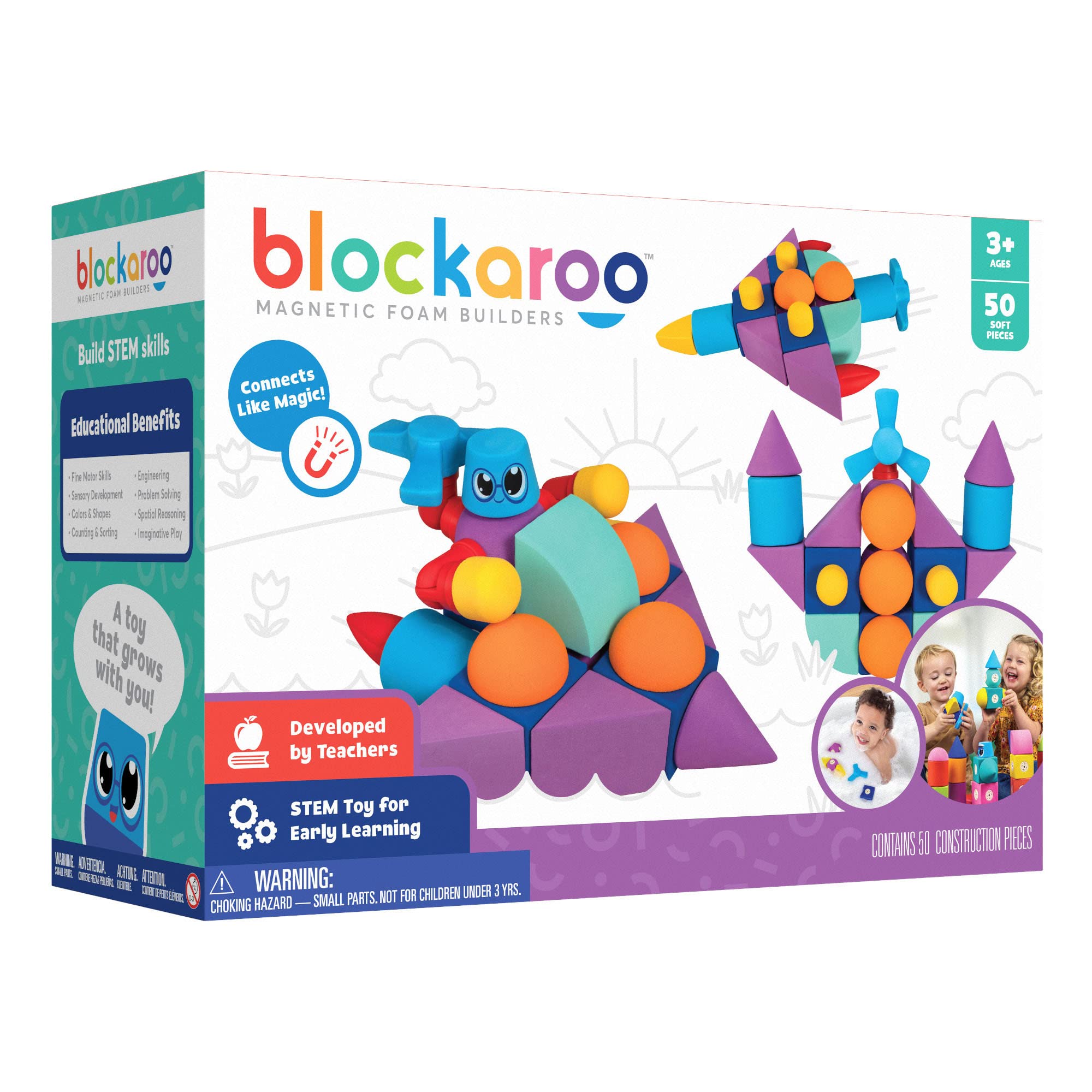 Magnetic Foam Blocks STEM Bath Building Toy for Kids 3-6 Years