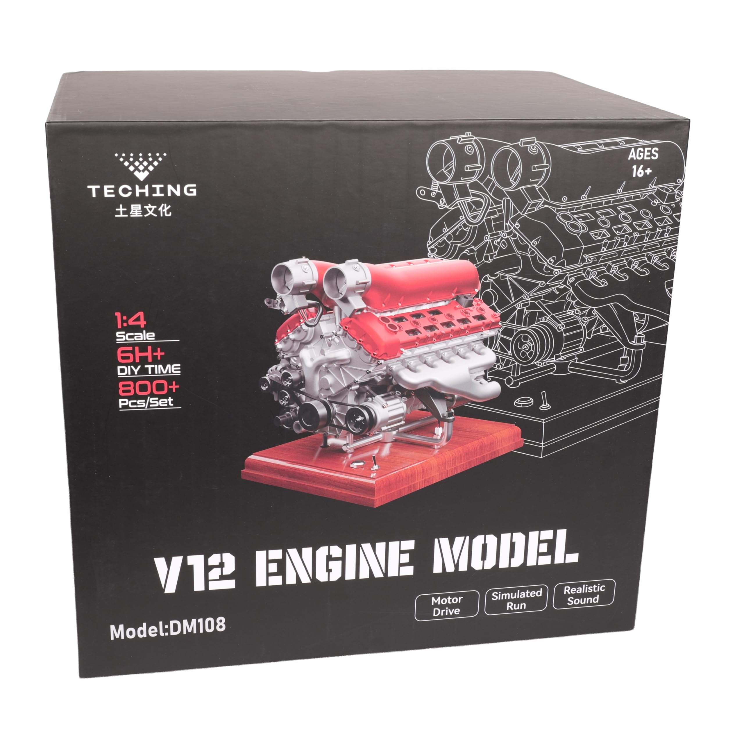 Metal V12 Engine Model Kit 800+ Pieces DIY STEM Building Project