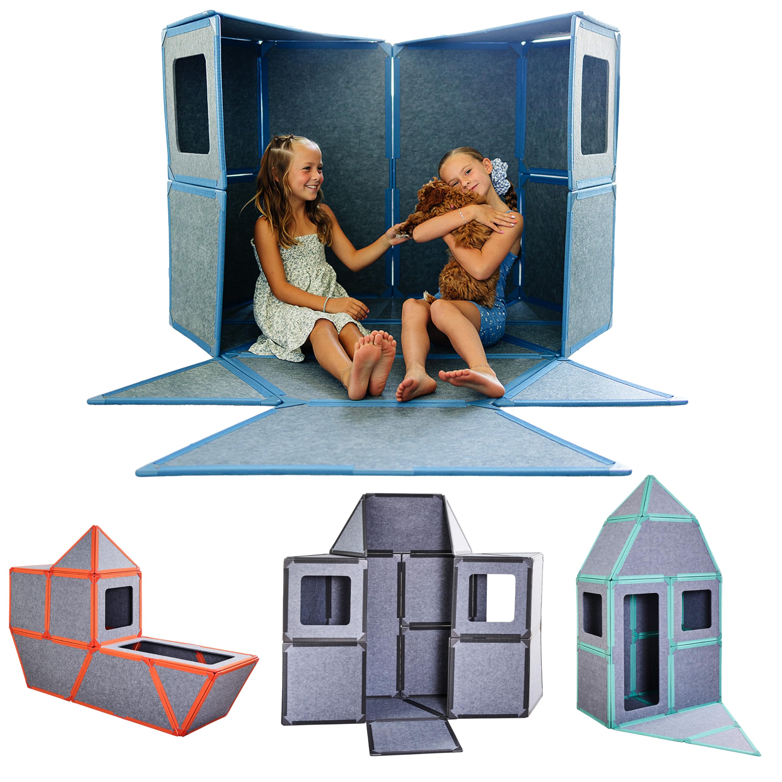 Giant Magnetic Fort Building Panels 24 Pieces STEM Building Toy for Kids 3-10:::