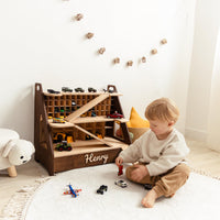 Personalized Wooden Toy Car Garage Organizer