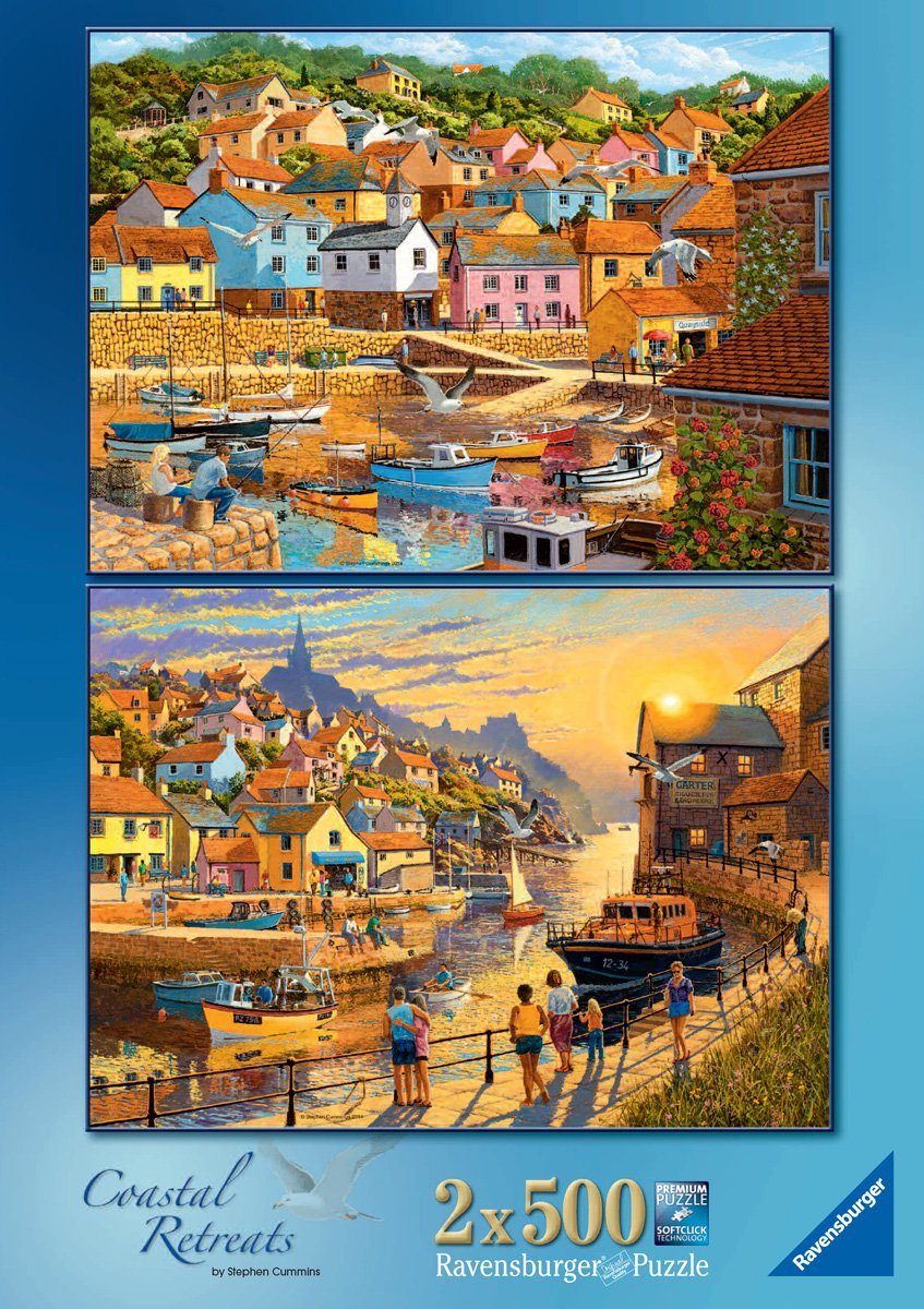 Ravensburger Coastal Retreats 2X 500pc Jigsaw Puzzle
