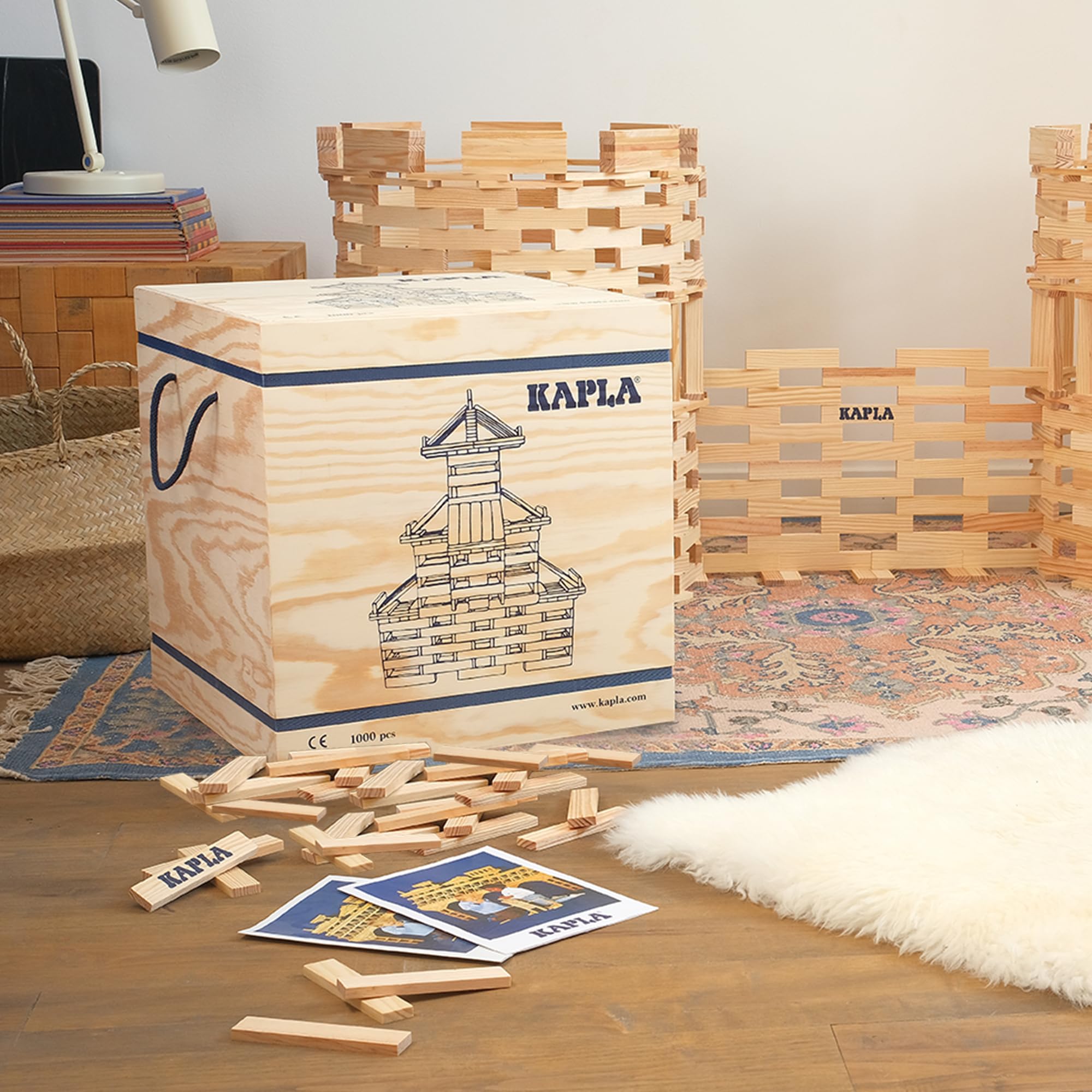 KAPLA Wooden Construction Set - 1000 Building Planks in a Chest