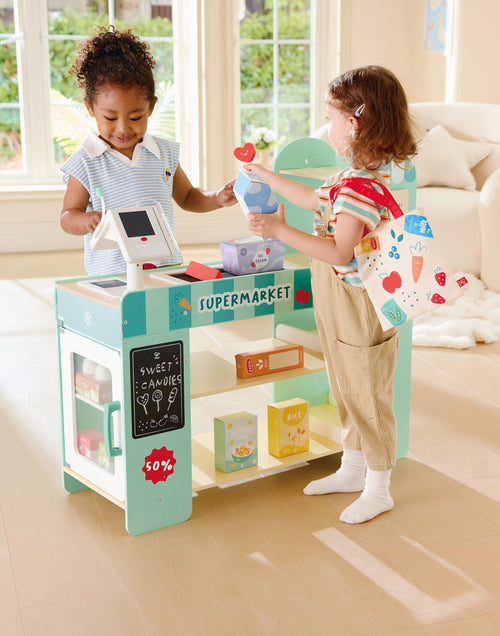 3-in-1 Wooden Supermarket Play Center