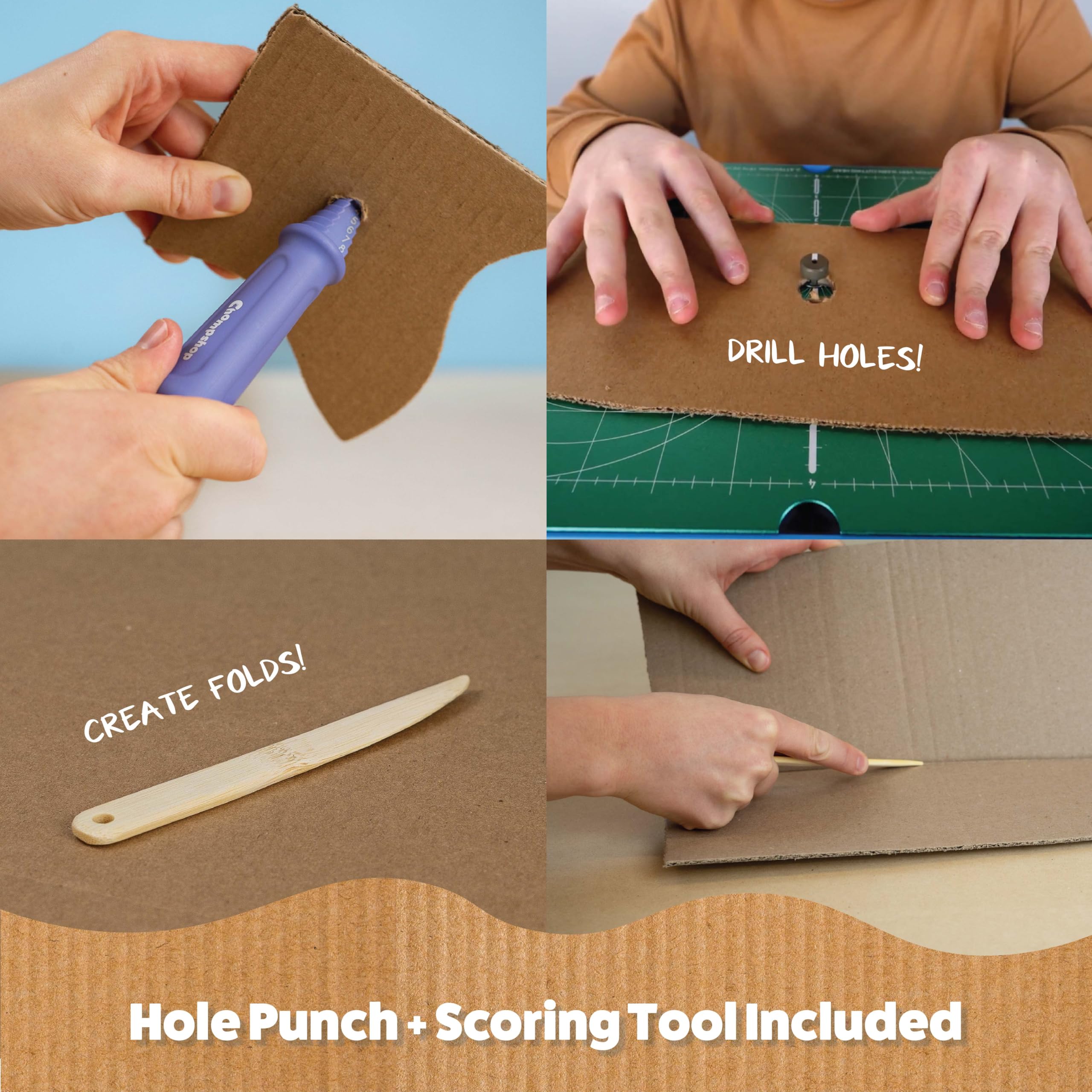 STEM Cardboard Building Kit with ChompSaw Maker Set & Inventor Workbook Ages 8+