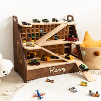 Personalized Wooden Toy Car Garage Organizer