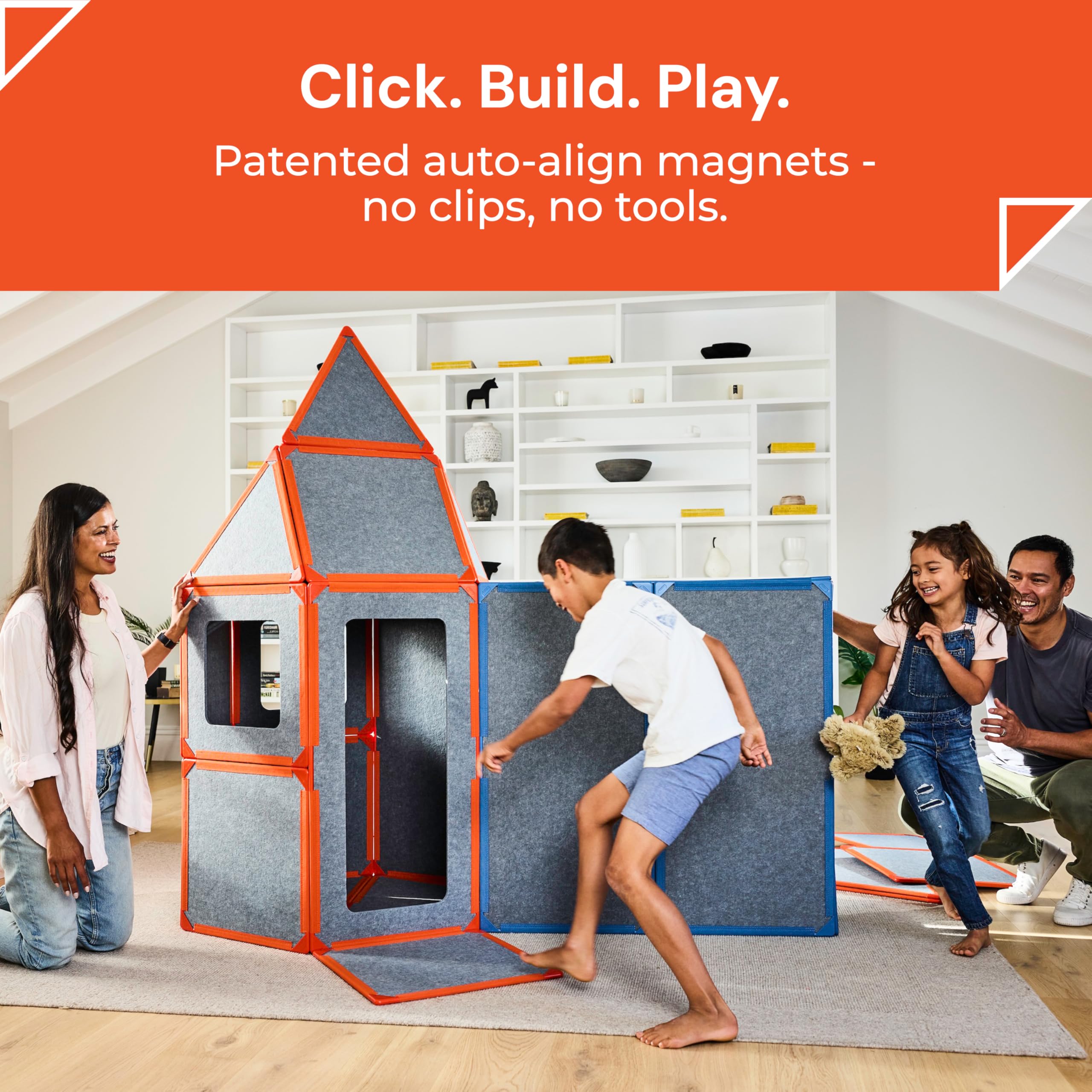 Giant Magnetic Fort Building Panels 24 Pieces STEM Building Toy for Kids 3-10:::